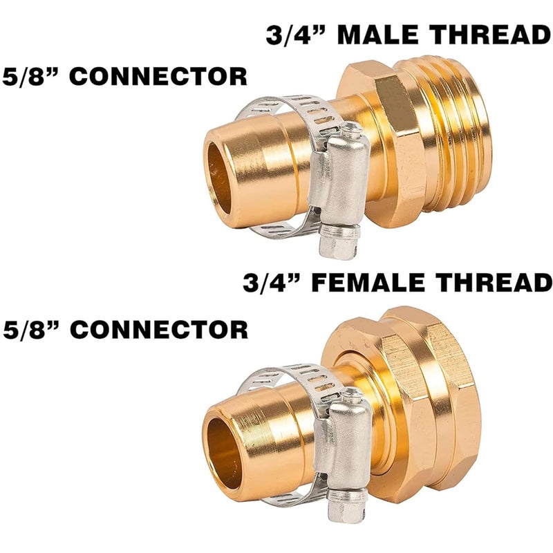 Hourleey Garden Hose Repair Connector with Clamps, Fit for 3/4" or 5/8" Garden Hose Fitting, 2 Set - Image 2